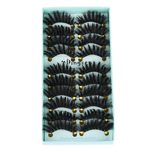 10 Pairs 3D Soft Faux Mink Hair False Eyelashes Natural Messy Eyelash Crisscross Wispy Fluffy Lashes Extension Eye Makeup Tools