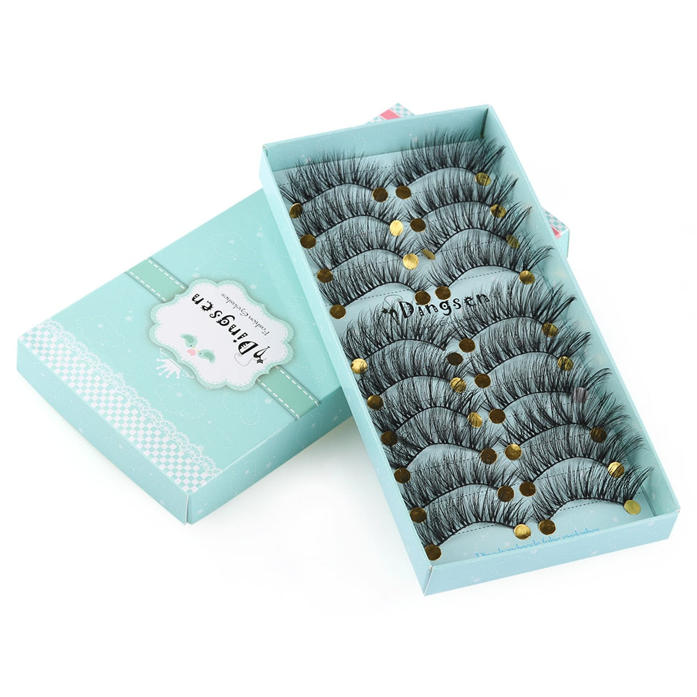 10 Pairs 3D Soft Faux Mink Hair False Eyelashes Natural Messy Eyelash Crisscross Wispy Fluffy Lashes Extension Eye Makeup Tools