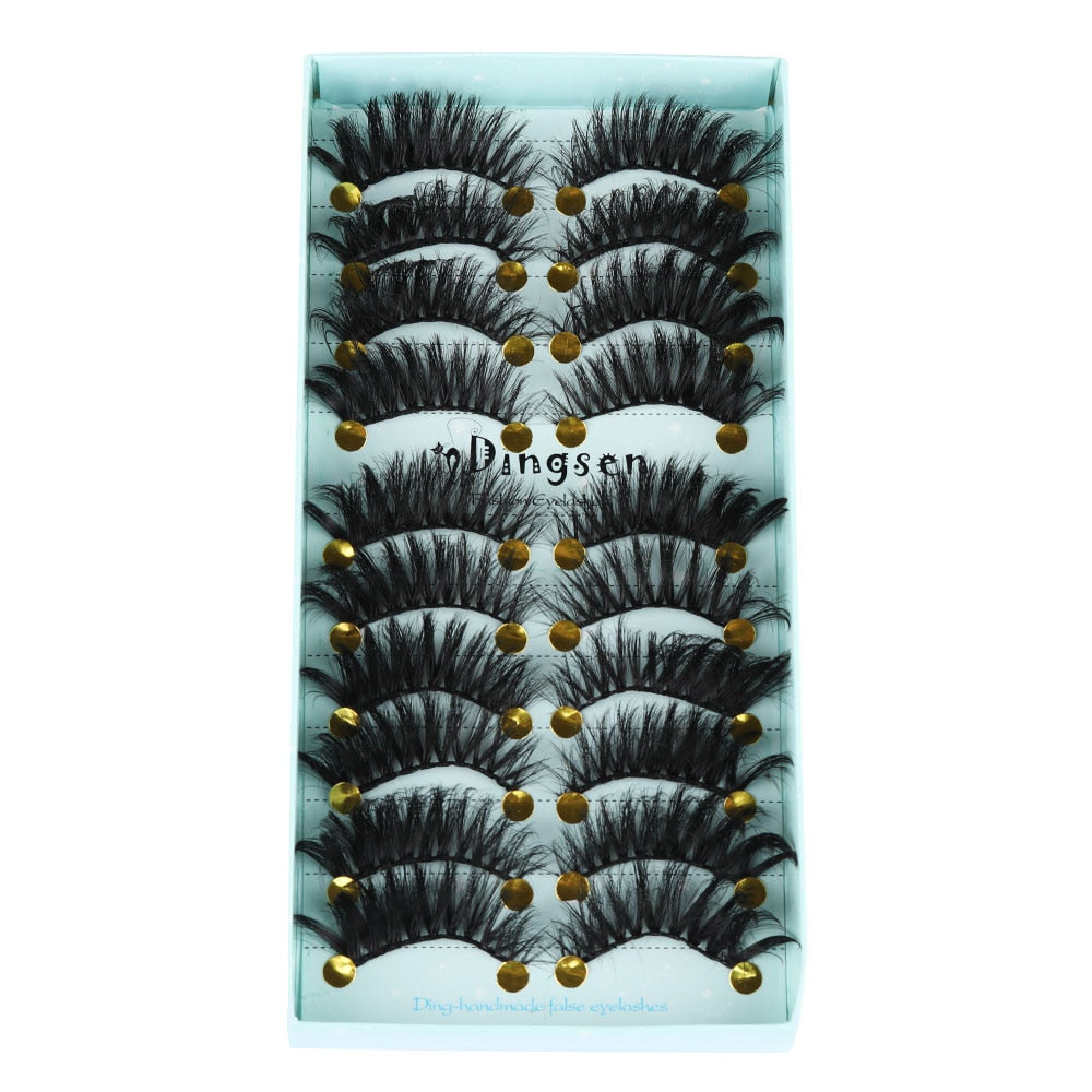 10 Pairs 3D Soft Faux Mink Hair False Eyelashes Natural Messy Eyelash Crisscross Wispy Fluffy Lashes Extension Eye Makeup Tools