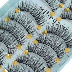 10 Pairs 3D Soft Faux Mink Hair False Eyelashes Natural Messy Eyelash Crisscross Wispy Fluffy Lashes Extension Eye Makeup Tools