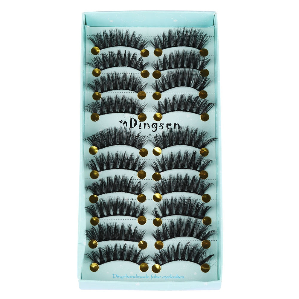 10 Pairs 3D Soft Faux Mink Hair False Eyelashes Natural Messy Eyelash Crisscross Wispy Fluffy Lashes Extension Eye Makeup Tools