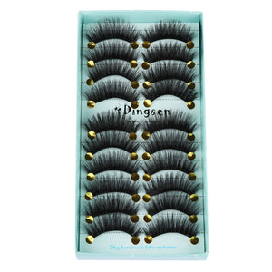 10 Pairs 3D Soft Faux Mink Hair False Eyelashes Natural Messy Eyelash Crisscross Wispy Fluffy Lashes Extension Eye Makeup Tools