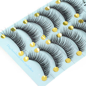 10 Pairs 3D Soft Faux Mink Hair False Eyelashes Natural Messy Eyelash Crisscross Wispy Fluffy Lashes Extension Eye Makeup Tools