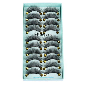 10 Pairs 3D Soft Faux Mink Hair False Eyelashes Natural Messy Eyelash Crisscross Wispy Fluffy Lashes Extension Eye Makeup Tools