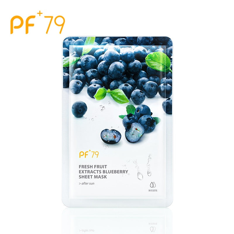 PF79 Skin Care Six Fruit Facial Mask Shea Butter Mangosteen Blueberry Pomegranate Kiwi Fruit Aloe Sheet Mask Face Mask