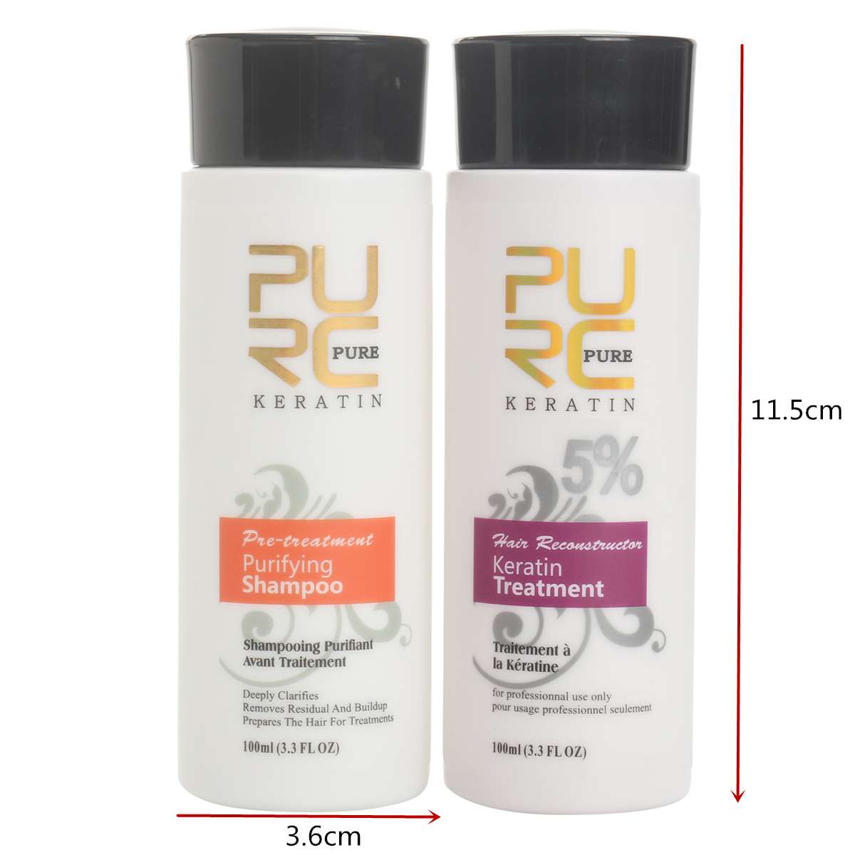 PURC Brazilian keratin hair straighten 100ml x 2 hair care product for Repair damaged hair & straighten hair care keratin