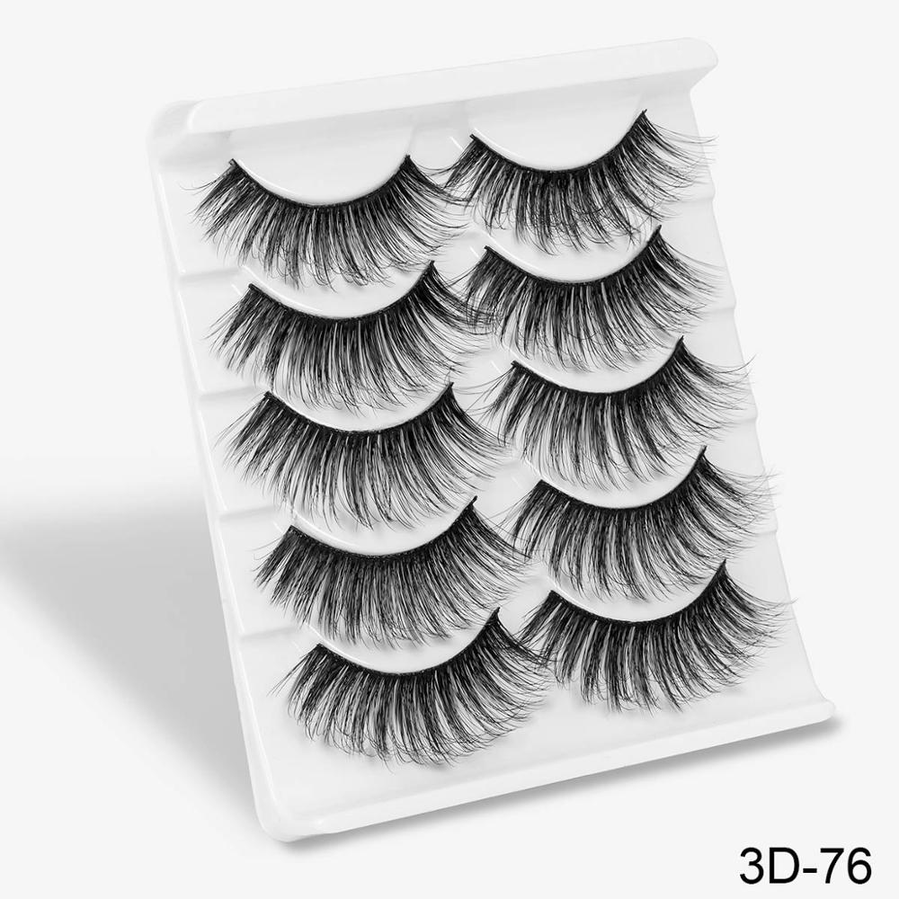 SEXYSHEEP 5Pairs 3D Mink Hair False Eyelashes Natural/Thick Long Eye Lashes Wispy Makeup Beauty Extension Tools