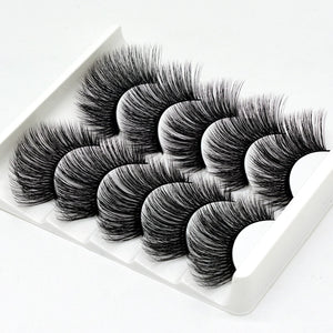 SEXYSHEEP 5Pairs 3D Mink Hair False Eyelashes Natural/Thick Long Eye Lashes Wispy Makeup Beauty Extension Tools