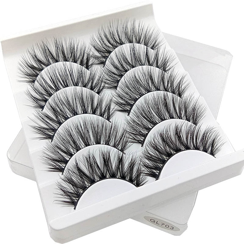 SEXYSHEEP 5Pairs 3D Mink Hair False Eyelashes Natural/Thick Long Eye Lashes Wispy Makeup Beauty Extension Tools