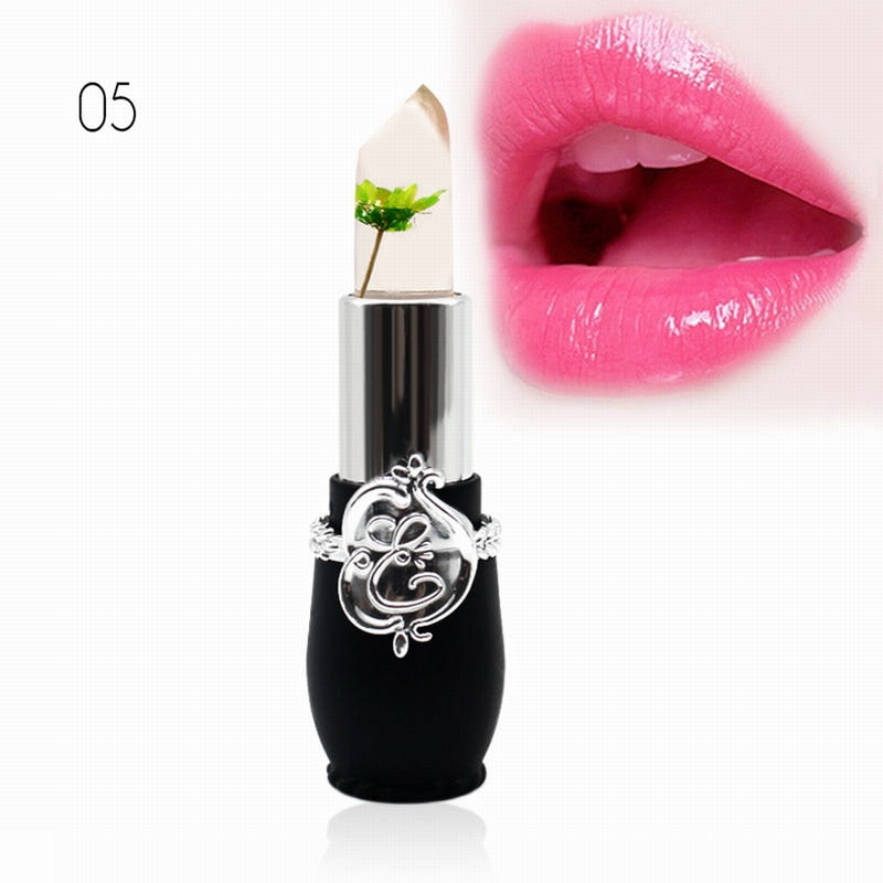 Waterproof Lip stick Moisturizer Long-lasting Lipstick Transparent Jelly Flower Makeup Temperature Changed Color Lip Pink Women