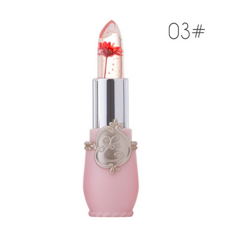Waterproof Lip stick Moisturizer Long-lasting Lipstick Transparent Jelly Flower Makeup Temperature Changed Color Lip Pink Women