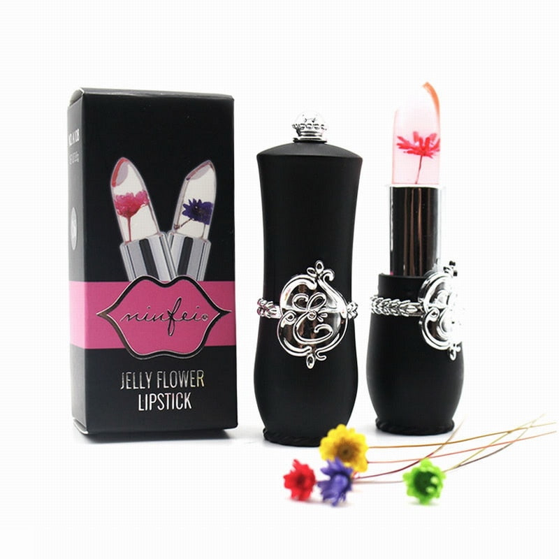 Waterproof Lip stick Moisturizer Long-lasting Lipstick Transparent Jelly Flower Makeup Temperature Changed Color Lip Pink Women