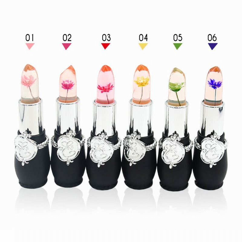 Waterproof Lip stick Moisturizer Long-lasting Lipstick Transparent Jelly Flower Makeup Temperature Changed Color Lip Pink Women