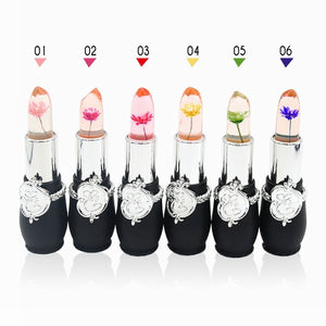 Waterproof Lip stick Moisturizer Long-lasting Lipstick Transparent Jelly Flower Makeup Temperature Changed Color Lip Pink Women