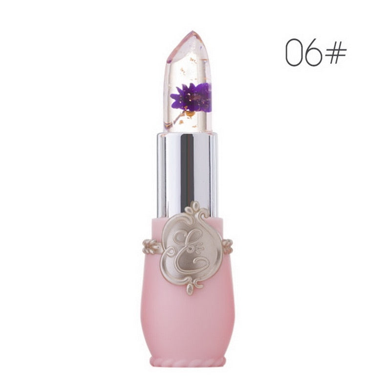 Waterproof Lip stick Moisturizer Long-lasting Lipstick Transparent Jelly Flower Makeup Temperature Changed Color Lip Pink Women
