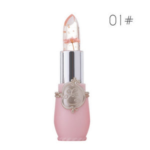 Waterproof Lip stick Moisturizer Long-lasting Lipstick Transparent Jelly Flower Makeup Temperature Changed Color Lip Pink Women