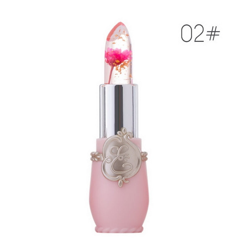 Waterproof Lip stick Moisturizer Long-lasting Lipstick Transparent Jelly Flower Makeup Temperature Changed Color Lip Pink Women