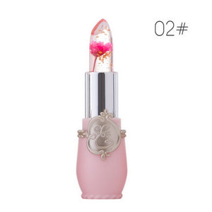 Waterproof Lip stick Moisturizer Long-lasting Lipstick Transparent Jelly Flower Makeup Temperature Changed Color Lip Pink Women