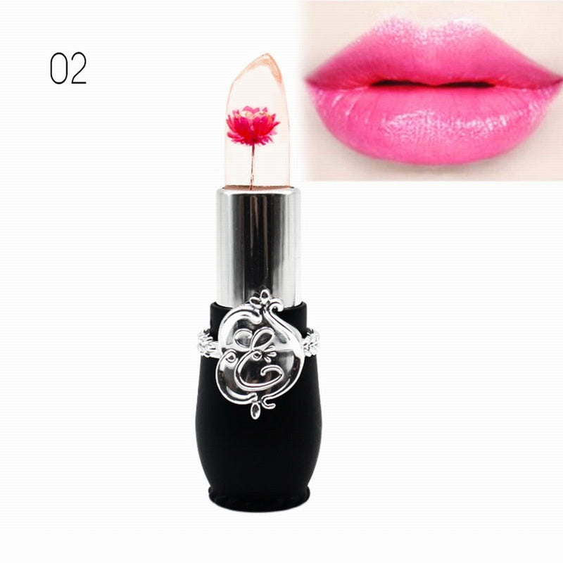 Waterproof Lip stick Moisturizer Long-lasting Lipstick Transparent Jelly Flower Makeup Temperature Changed Color Lip Pink Women